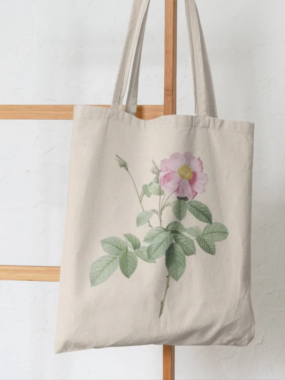 Cabbage Rose Vintage Floral Print Graphic Canvas Tote Bag